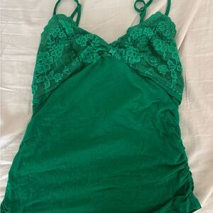 Green Lace Trim Cami Top